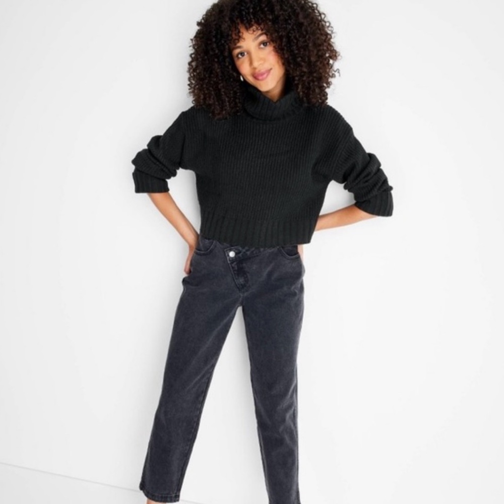 Future Collective Kahlana Barfield Brown Crop Turtleneck Long Sleeve Sweater‎ - Picture 6 of 7
